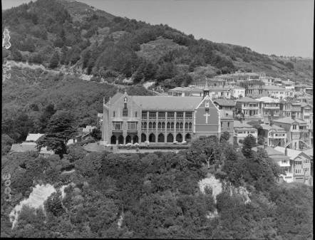 St Gerard's Monastery, Mount Victoria, Wellington. Negatives of the Evening Post newspaper. Ref: EP/1955/3002-F. Alexander Turnbull Library, Wellington, New Zealand. http://natlib.govt.nz/records/22339310