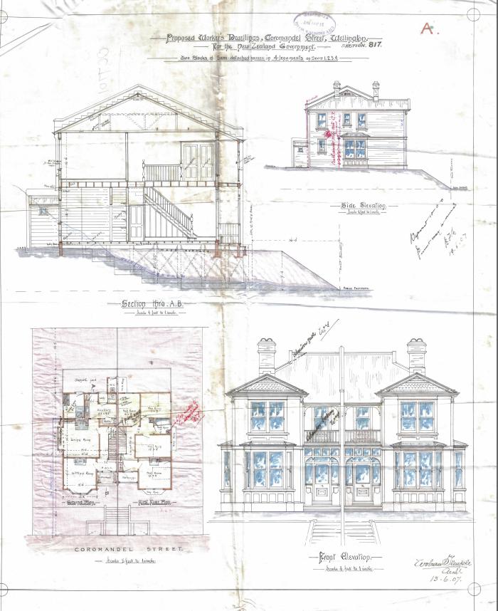 1907	61, 63, 65 and 67 Coromandel Street, four semi-detached dwellings (WCC Archives 00053:138:7701)