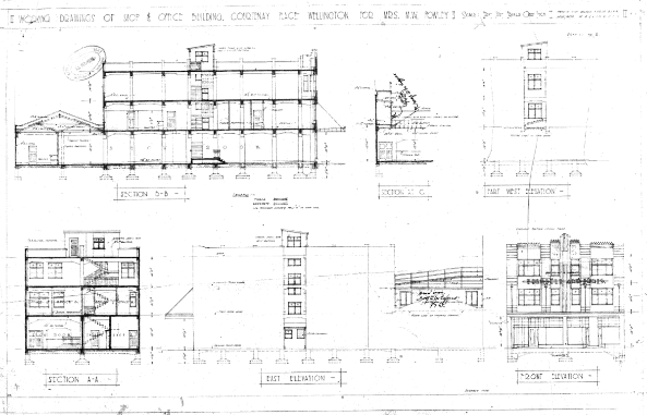 Shop and Office building, original plans, 1936. (WCC Archives reference 00056:166:B14749)