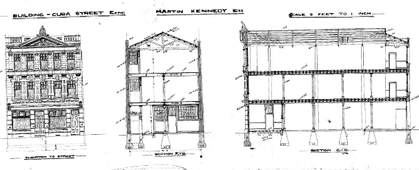 Original plans 1903 showing the Front Elevation and Sections, 1903.(WCC Archives reference 00053:97:5510)