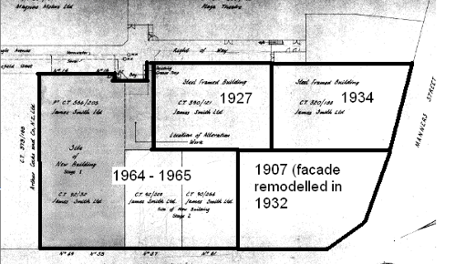 1965 site plan shows the approximate construction dates of the buildings (WCC Archives reference 00058-419-C17929)
