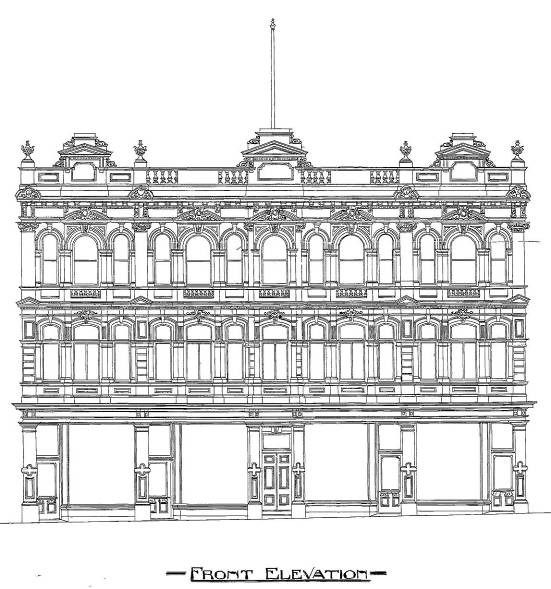 1904 plans for the front elevation of 109-117 Cuba Street (WC Archives 00053:112:6214)