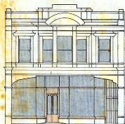 Detail from the original plans showing the Cuba Street elevation (WCC Archives reference 00053:148:8200)