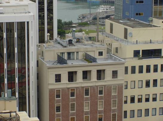 The rooftop of 107–109 Customhouse Quay prior to the roof-top extension.