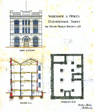 1907 elevation, section and foundation plan as proposed. WCC Archives ref 00053:142:7883 (002)