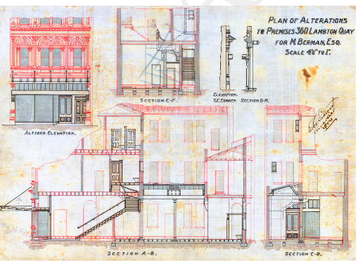 1921 scheme for M Berman with alterations to the original shopfront. Image: WCC Archives ref 00053_0_11439