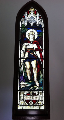 This war memorial window was installed in the old St Matthias’ church and dedicated on the 23rd June 1917. It was then transferred to the new church in c.1921. It commemorates John Howard Jervis who was killed in Gallipoli on the 9th August 1915. John Jervis grew up in Makara and, as a boy, was said to have ridden ‘through a fierce storm of wind and rain over the mountain bridle track from Terawhiti Station with news of the wreck of the steamer Penguin...’ in 1909.  (Image: Clare Nicholson, 2006)