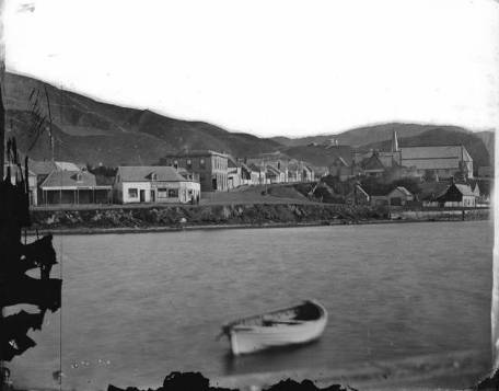 Thorndon Quay and Mulgrave Street, Wellington. Davis, William Henry Whitmore, 1812-1901 :Photographs of Wellington and district. Ref: 10x8-2087-G. Alexander Turnbull Library, Wellington, New Zealand. http://natlib.govt.nz/records/23073579