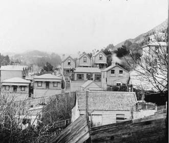 Thorndon, Wellington, includes houses in St Mary Street. Ref: 1/2-052479-F. Alexander Turnbull Library, Wellington, New Zealand. http://natlib.govt.nz/records/22762192