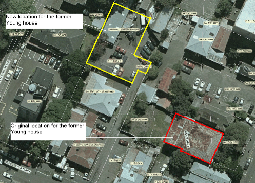 2002 - WCC aerial photograph that shows the original location of the former Young house.