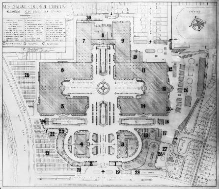 1939 - plan of the Centennial buildings. The fire station is marked with the number 